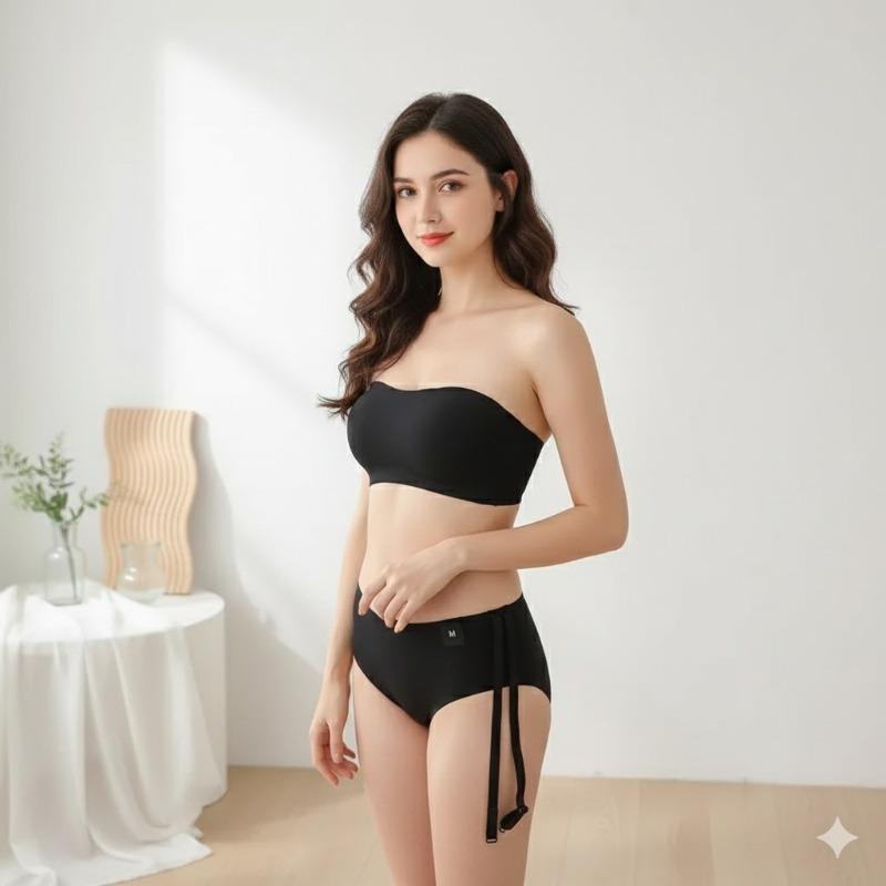 Detachable-Strap Seamless Strapless Wireless Convertible Bandeau Bra Non-Slip Sports Bra Push-Up Comfortable & Breathable Bra for Women