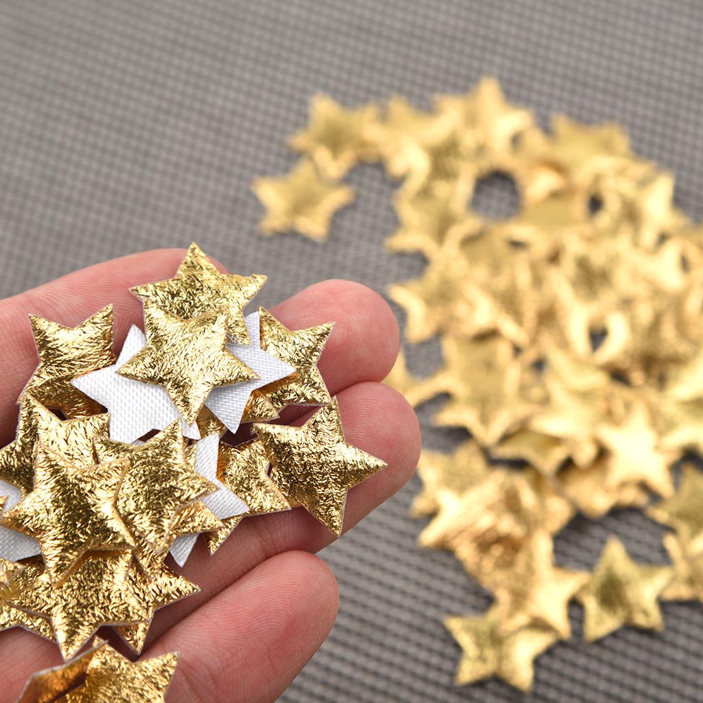 100pc Gold  Cloth Christmas Five-pointed Star Confetti Home Decoration 2cm