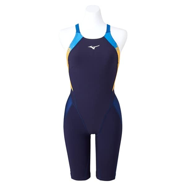 MIZUNO FX SONIC Prism Half Size FINA Swimming for Competitive Swimming and Challenge N2MG1231 Women's Suit, M, Navy/Yellow, (International Federation)