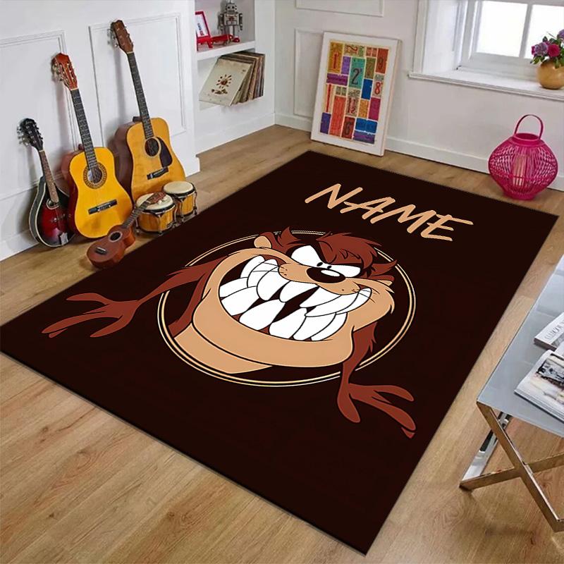 Custom Taz Mat Personalized Name, Polyester Washable Indoor Entryway Rug, Gift for Christmas, Easter, Thanksgiving Day