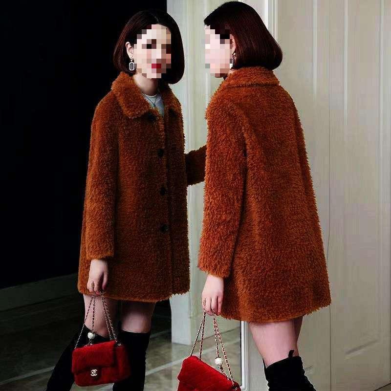 Women's Mid-Life & Senior Plus Velvet Faux Lambswool Coat - Winter Granular Fleece Jacket for Moms