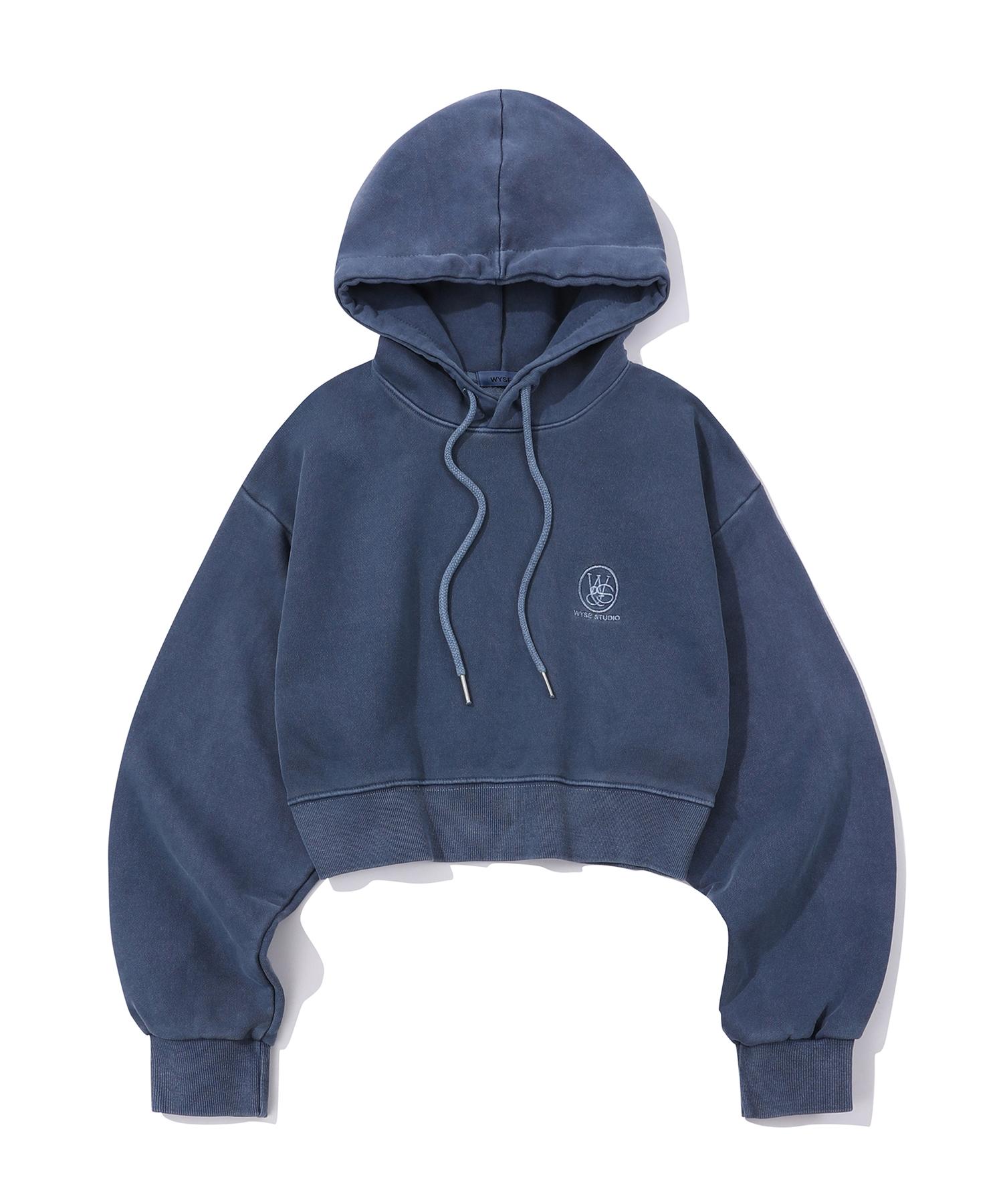 Wise Pigment Symbol Logo Crop Hoodie Blue Blue/Free