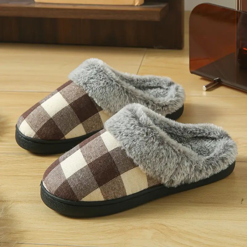 Winter Plush Men Slippers Plus Size Women for Man Furry Shoes