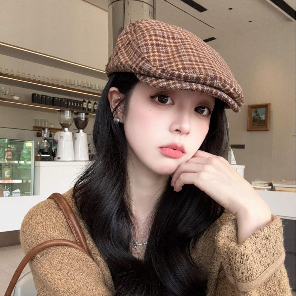 Flat Top Newsboy Cap Vintage Casquette Elegant Golf Driving Cap  Women's Wear