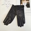 Ladies Sheepskin Gloves Classic Solid Color Versatile Leather Spring Knit Lining Cycling Driving Gloves Autumn