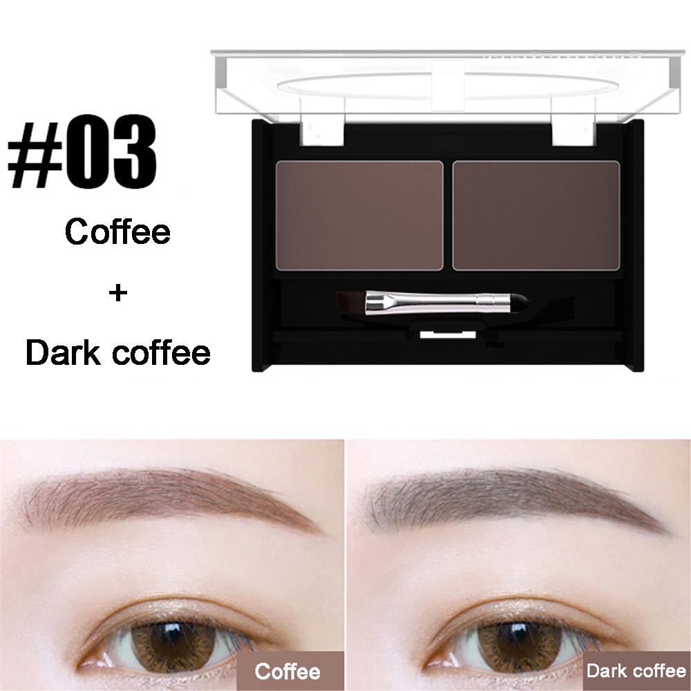Eyeshadow Cake Makeup 2 Color Waterproof Eyebrow Powder Eye Shadow Eye Brow Palette + Brush Eyebrow Enhancer Professional