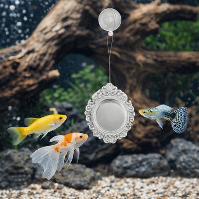 Retro Style Betta Fish Training Mirror Decorative Engraving Aquarium Betta Mirror Mini Fish Teaser Aquarium Decor