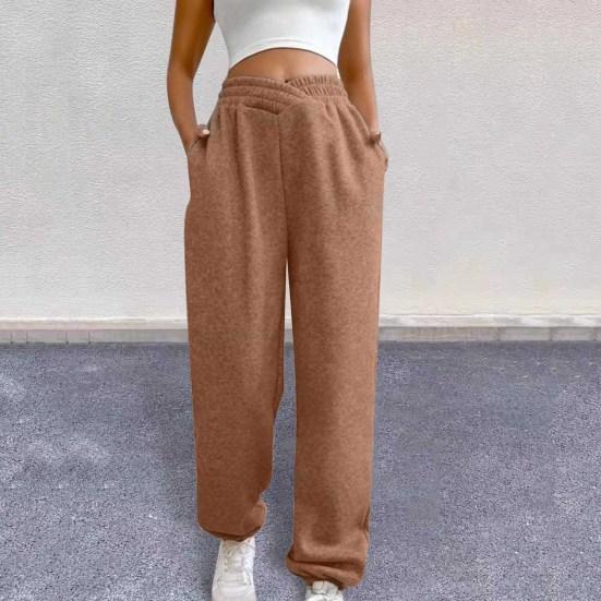 Women Sweatpants High Waisted Loose Fit Sport Pants with Pockets Crossover Joggers Athletic Pants Comfy Workout Trousers