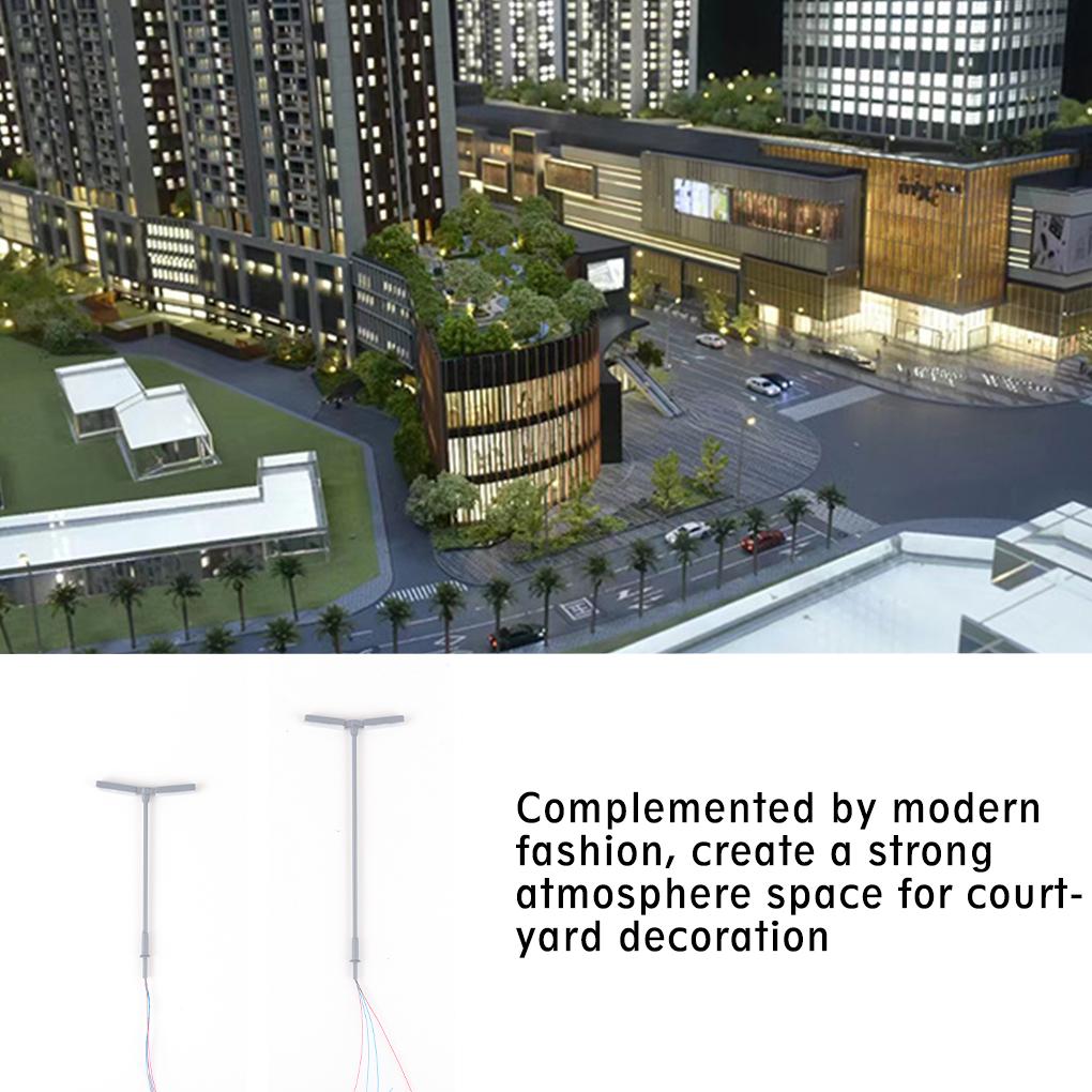 1:150/1:87 Doppelkopf LED Lampe Miniatur Stahlrohr Modellbau Straßenlaterne Exquisite DIY Nachtlicht Boden Garten