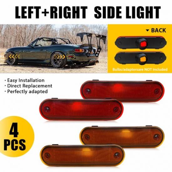 

4x For 1990-2005 Mazda Miata MX-5 Amber Corner Signal Side Marker Light Housing
