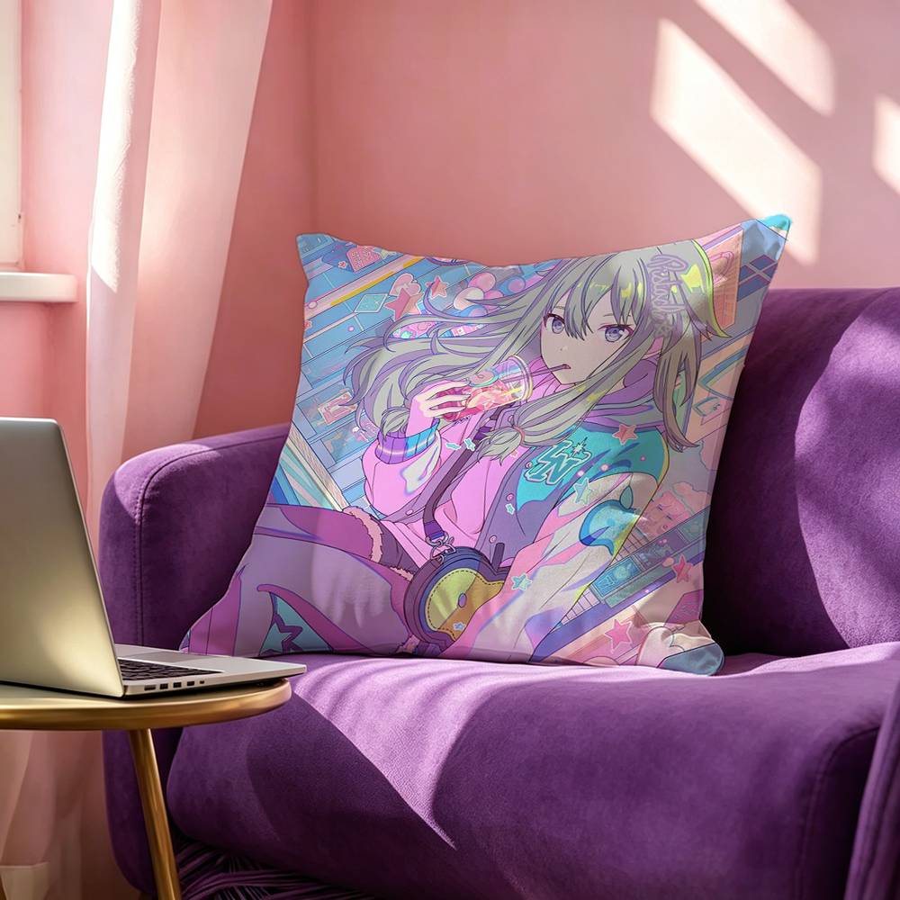 Kusanagi Nene Badge Music Game Cosplay Square Double-Sided printed Pillow Case Bedroom Bedside Pillow Sofa Cushion Cover