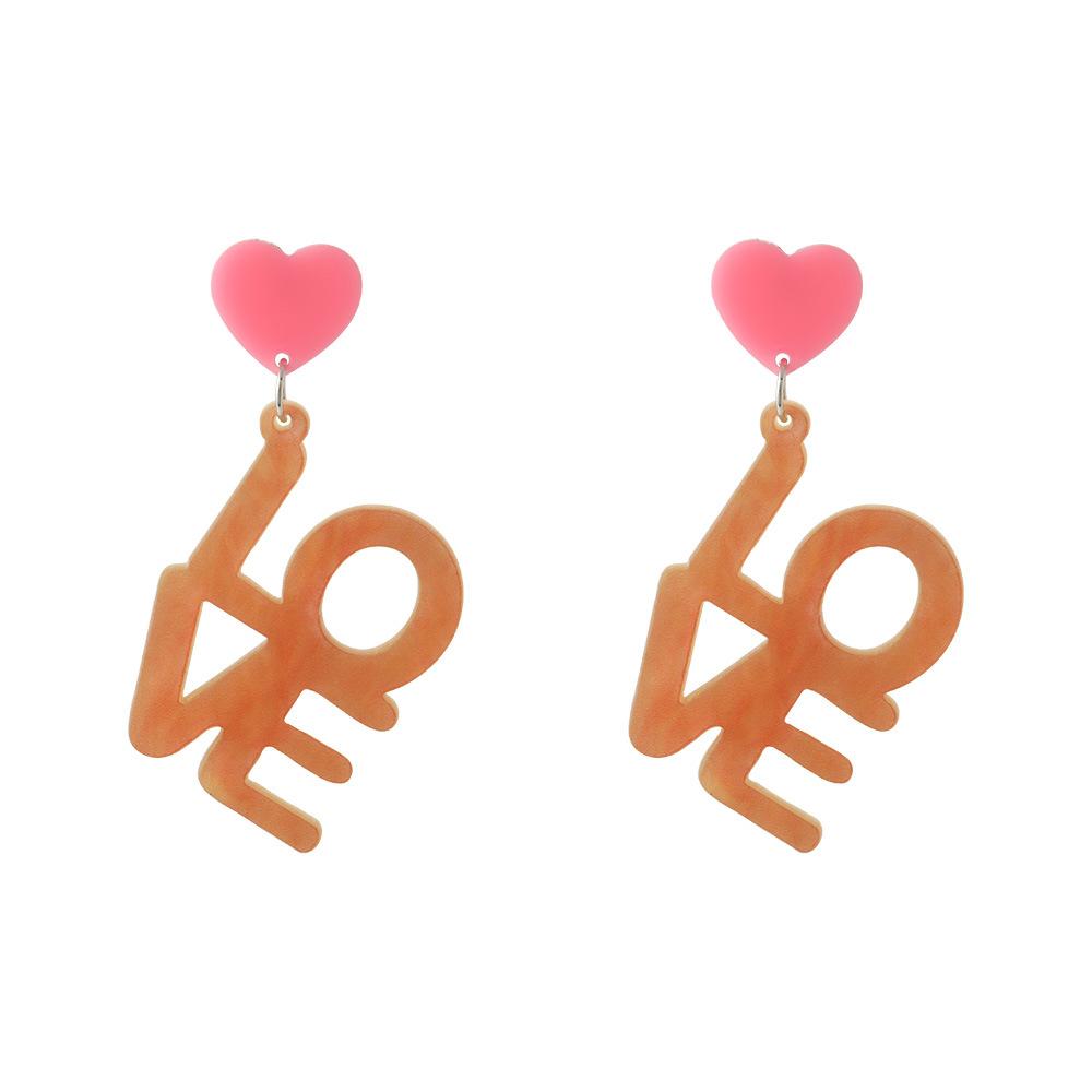 Fully Managed Environmentally Friendly Acrylic Earrings, Fashionable And Romantic Love Love Stud Earrings