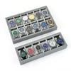 Gray Pu Leather Watch Display Tray With Large Capacity 6/12/24 Grid Watch Display Tray For Men And Women's Jewelry Storage