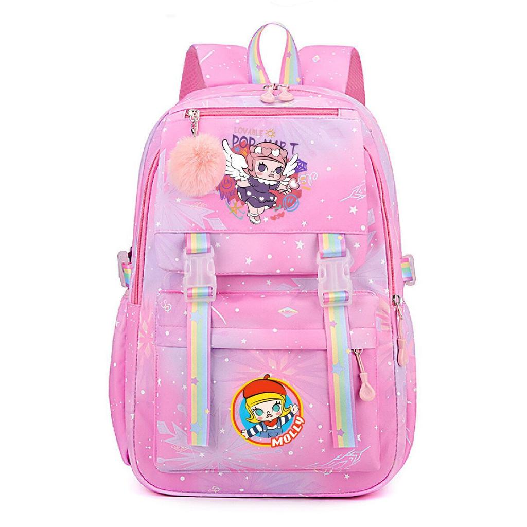Nova mochila pequena e fofa com estampa de desenho animado da Molly, fresca, de grande capacidade, bolsa escolar