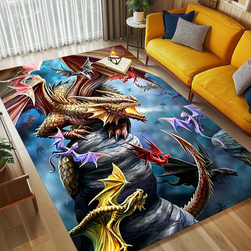 Dragon Fantasy Living Room Nonslip Area Rug Soft Carpet For Bedroom Game Playroom Sofa Office Home Decor Doormat Christmas Gift