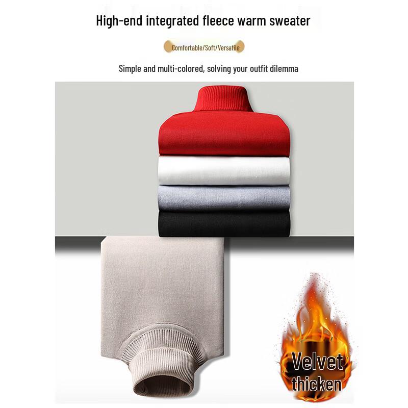 ROMON Men's Fleece Lined Turtleneck Knit Sweater