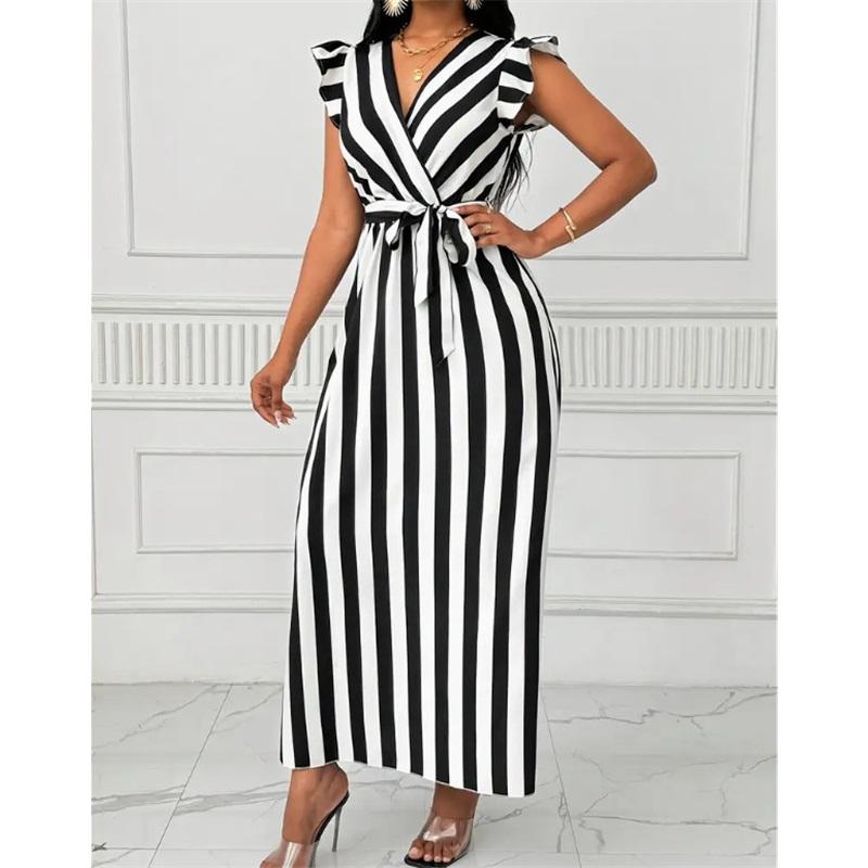 Summer women s sexy pleated beach skirt printed casual mid-length dress L
