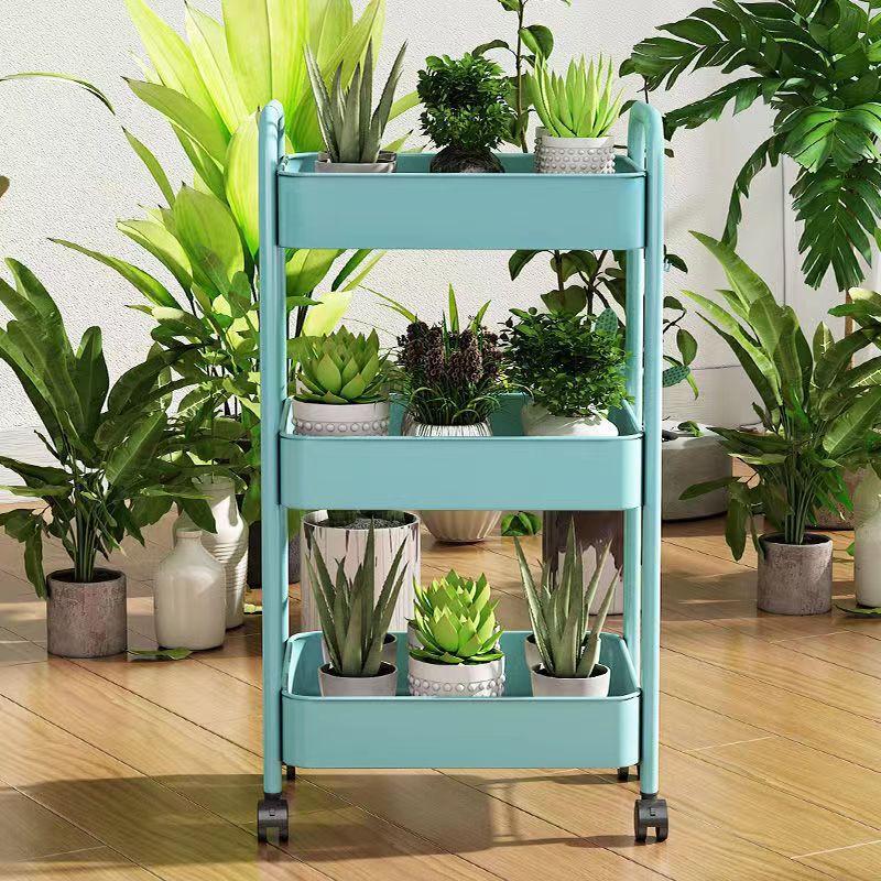 Multipurpose 4-Tier Round Tube Storage Rack Cart
