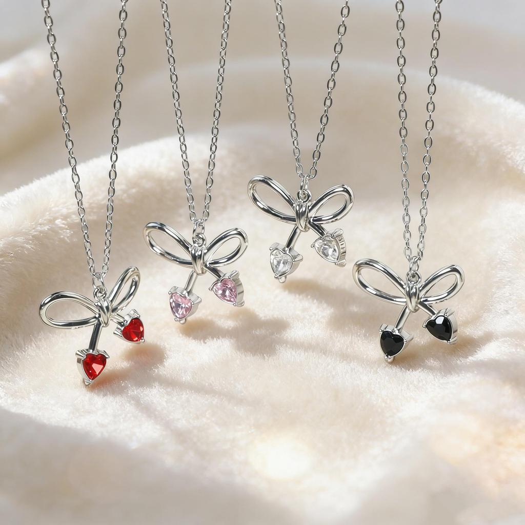Elegante Herzausschnitt Schleife Knoten Halskette für Damen - Hochwertige Schlüsselbein Kette