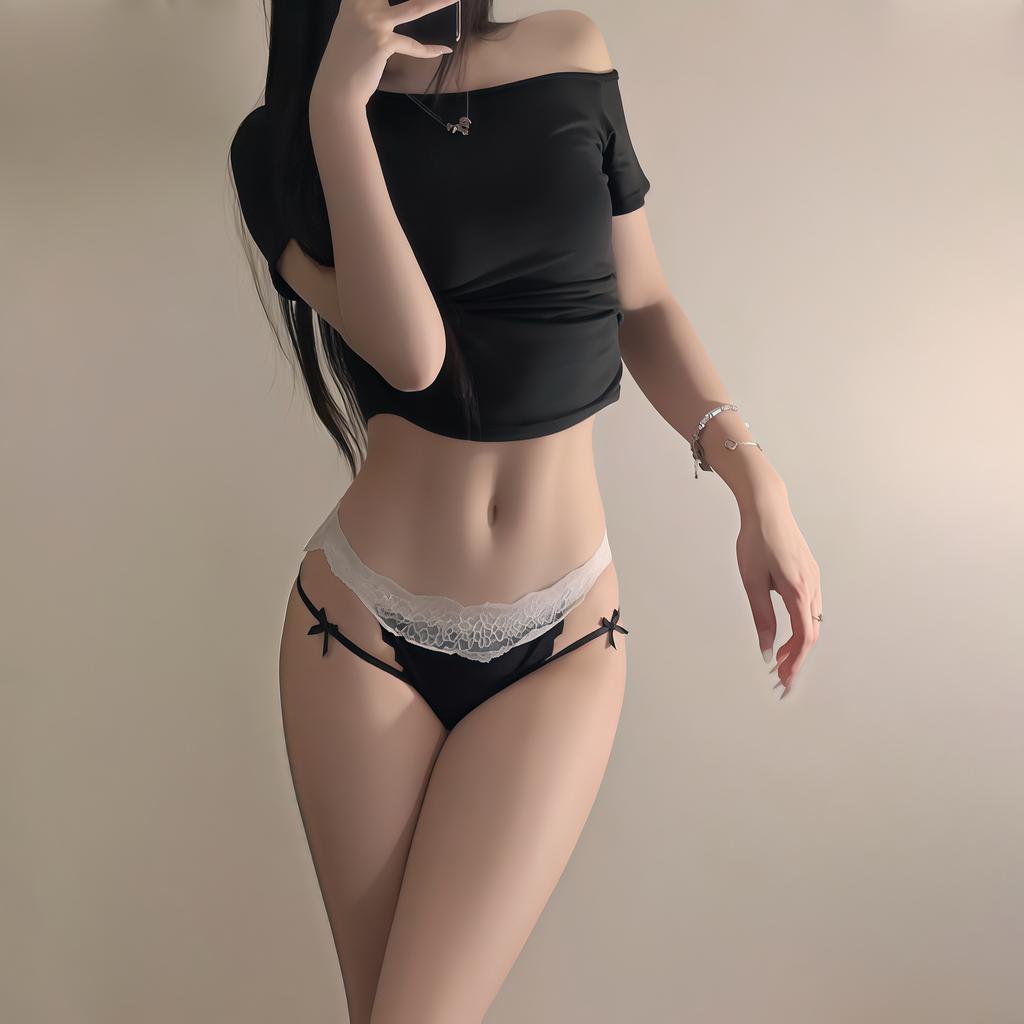 Antibacterial Ice Silk Underwear Women's Low Waist Sexy Lace Triangle Pants Summer