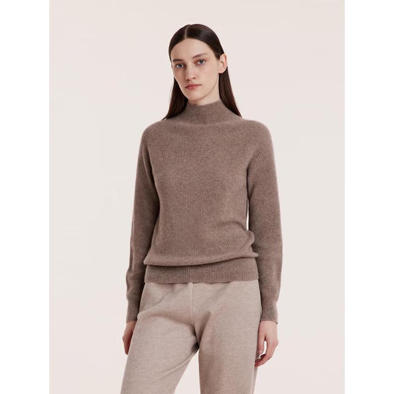 GOELIA 100% Cashmere Mock Neck Seamless Sweater