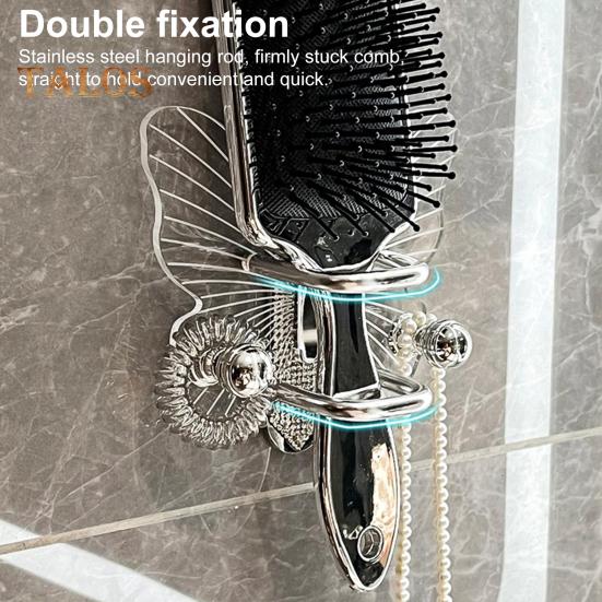 Transparent Hook Strong Load-bearing Butterfly Shape Simple Installation Self Adhesive Key Towel Hook Storage Rack