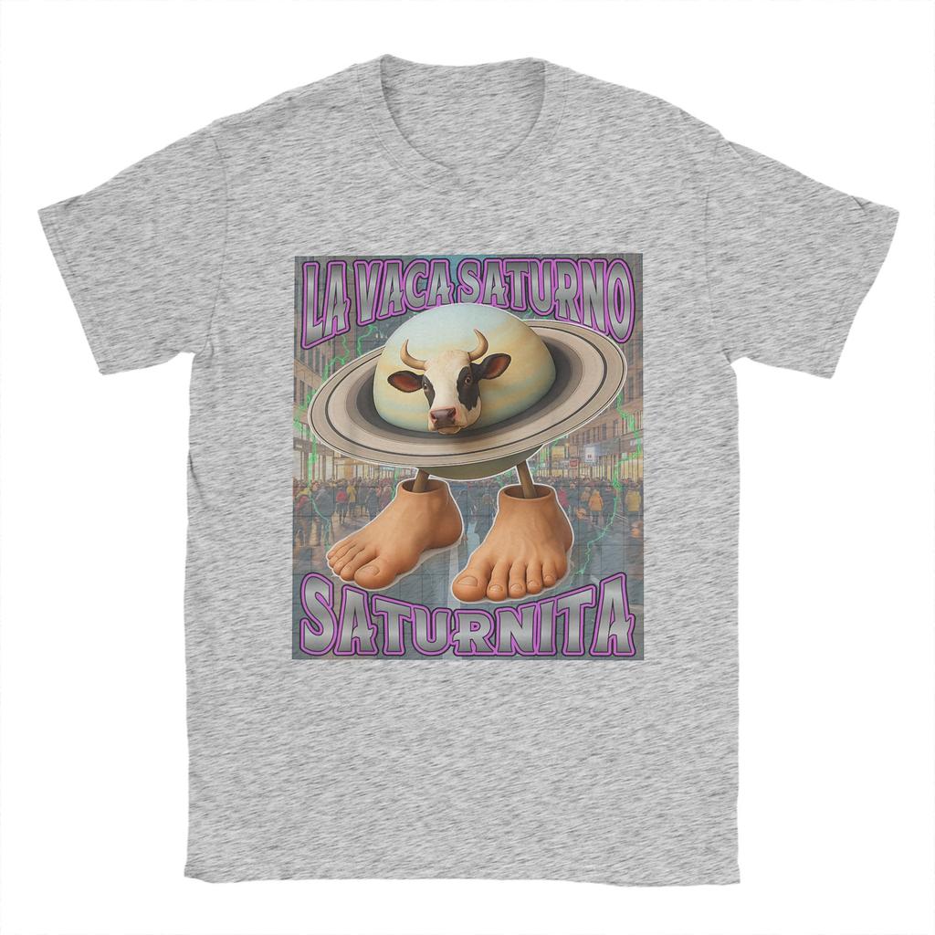 Casual T-shirt Sommar Saturnita La Vaca Saturno Italiensk Hjärnröta Mode T-shirts Tee Shirt för Man Kortärmade Tees