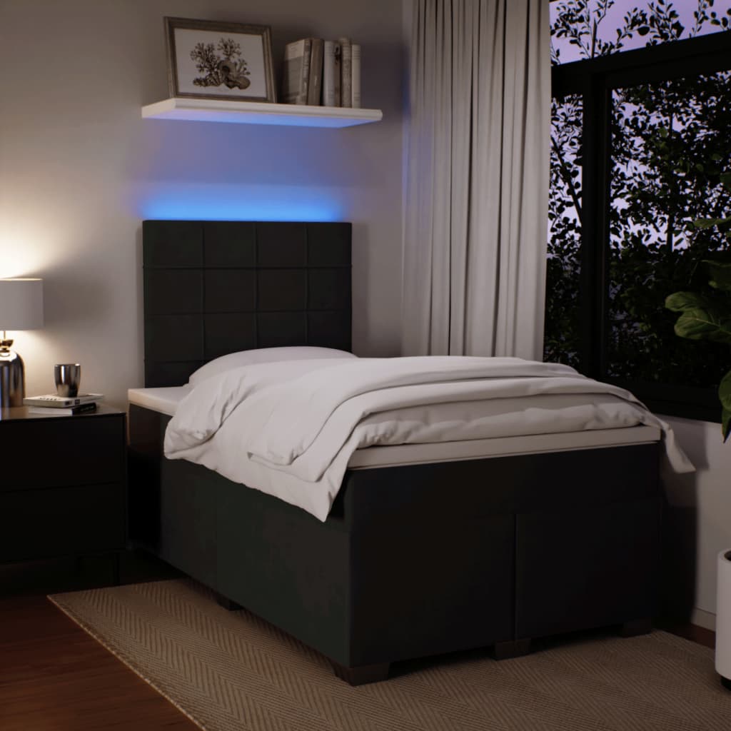 Box Spring Bed with Mattress Black 120 x 190 cm Velvet