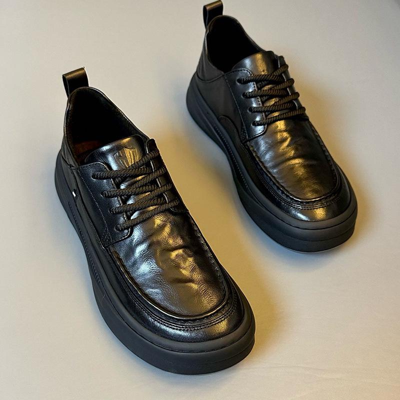 

Men s Casual Genuine Leather Shoes - 2025 Autumn British Style, Fashion Trend, Plus Velvet, Soft Sole Business Shoes. Size 38