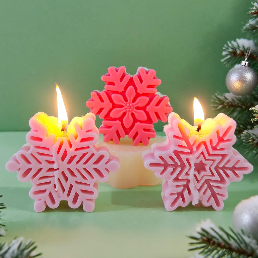 Christmas Snowflake Candle Mold Handmade Aroma Candle Epoxy Resin Silicone Molds DIY Chocolate Cookies Baking Tool