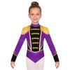 Children‘s Circus Themed Leotard Sparkly Rhinestones Long Sleeve Tassel Shoulder Pads Contrast Color Bodysuit for Stage Performance
