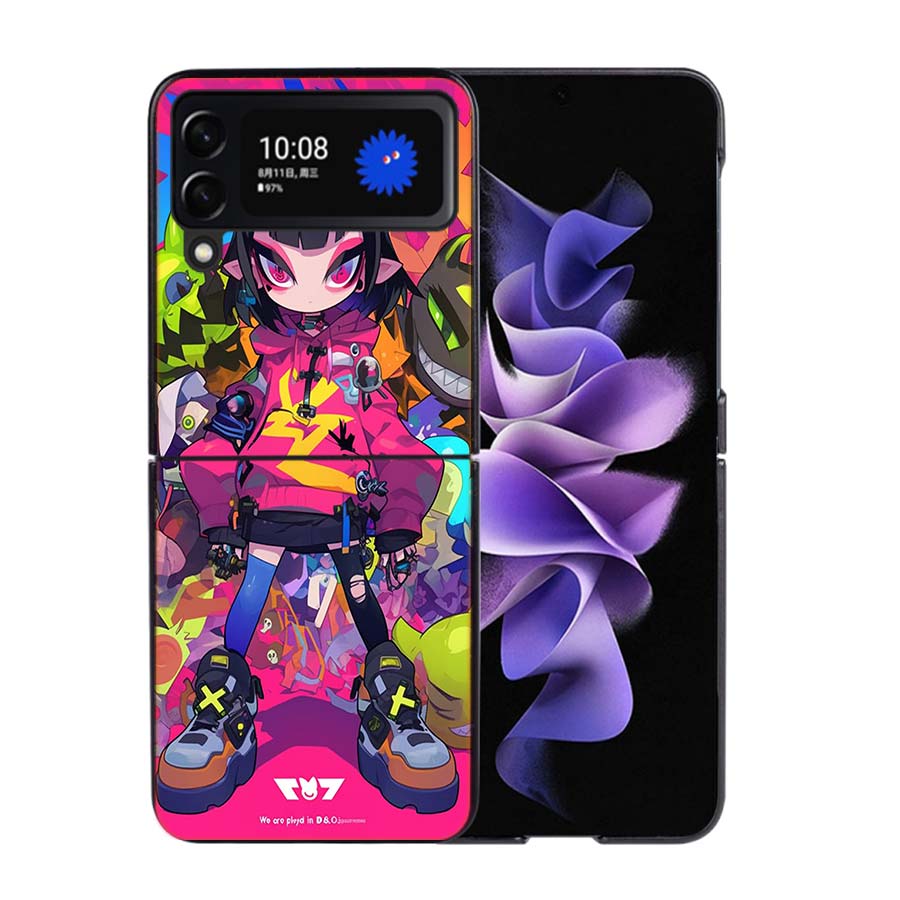 Graffiti Art Colorful Princess Girl Phone Case For Samsung Z Flip 7 6 5G Galaxy Z Flip4 Z Flip5 Z Flip3 Coque Black Hard PC Shel