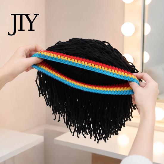 Unisex Dreads Kapuzenmütze Hip Hop Stil, Einteilige Perückenmütze Gestrickt für Jungen und Mädchen Street Dreadlocks Kappe, Musikfestival Hut für Partys Festivals Halloween