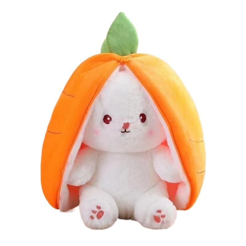 23/28/35cm Creative Funny Doll Carrot Rabbit Plush Toy Stuffed Soft Bunny Hiding In Strawberry Bag Toys for Kids Girls Birthday Gift