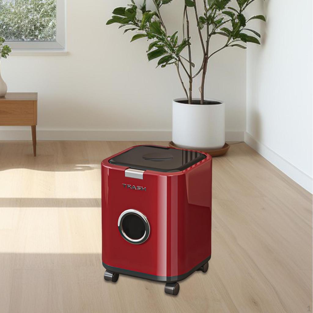 Trash Can Garbage Bin Decorative Modern Paper Basket Movable Wastebasket for Sunroom