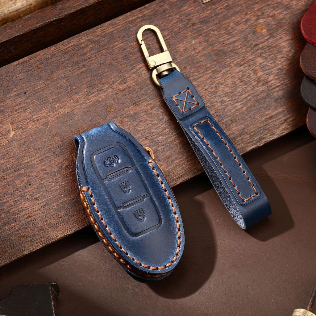 Premium Handmade Leather Car Key Cover for Nissan - All-Inclusive Protection
