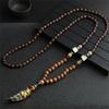 Unisex Handmade Nepal Buddhist Mala Wood Beads Pendant Necklace Boho Hippie Style Ethnic Long Pendant Men Women's Lucky Jewelry