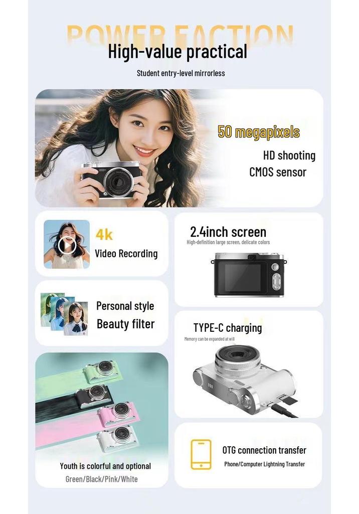 Vintage HD Dual Camera Portable Student Travel Camera
