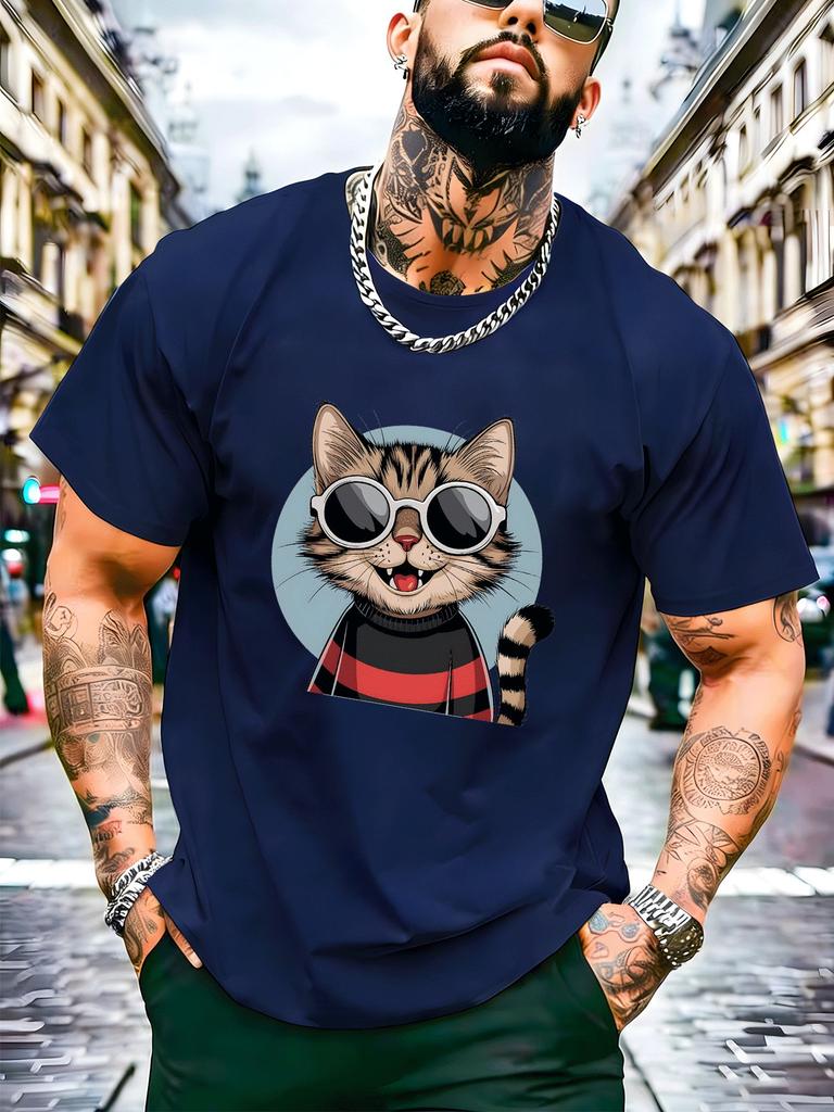 Vintage Cat Cotton T Shirt Harajuku Y2k Fashion Streetwear Shortsleev Summer Clothes For Unisex Unisex Cat Mom Gift Cat Dad Outfit