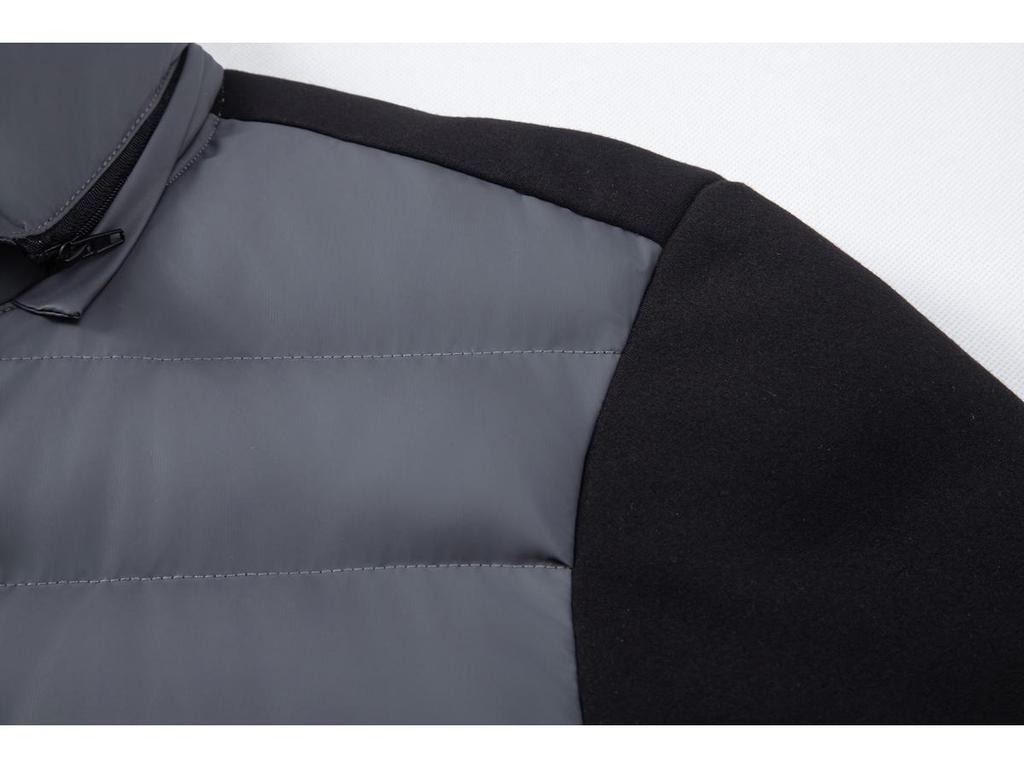 Men's Hooded Cotton Padded Jacket - Stand Collar, Patchwork, Warm Winter Casual Sport Jacket
