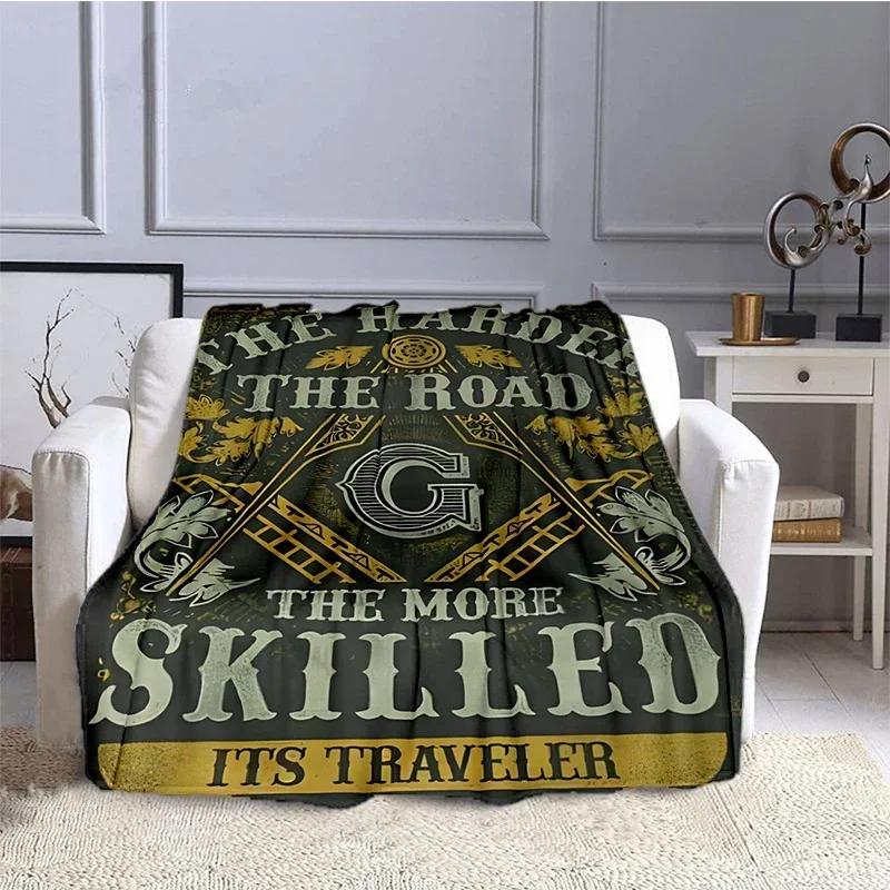 Fashion Masonic Portable Sofa Throw Blanket Freemason Flannel Warm Four Seasons Camping Blanket Freemasonry Multi Size Blankets