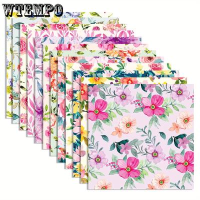 24sheets Material Paper Vintage Journal Paper Elegant Flower Pattern Scrapbooking Paper DIY Craft Supplies