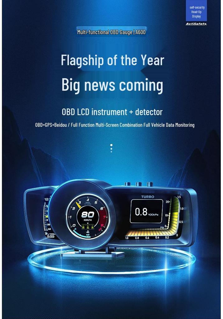 A600 Multi-Function OBD LCD Display: Car Speed, Turbo, Fuel, Temp Monitor