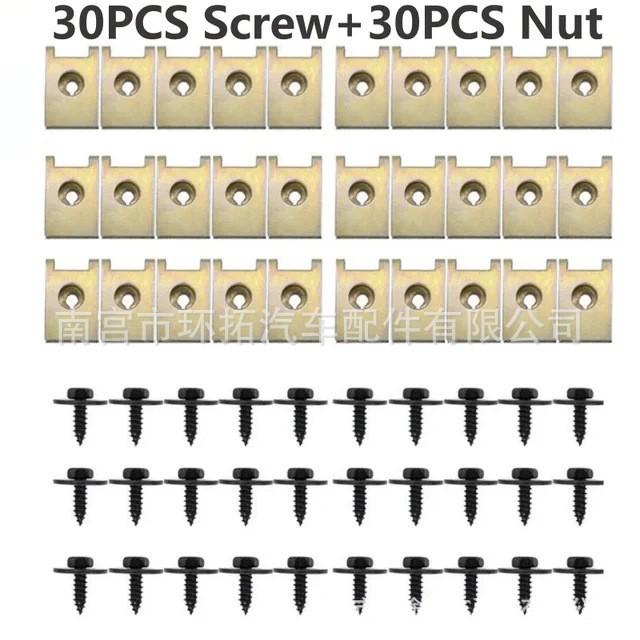 Zestaw 40/60 sztuk czarnych sześciokątnych podkładek mocujących do samochodu, ocynkowanych na czarno