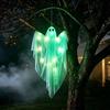 Glowing Mesh Ghost for Porch Halloween Hanging Light Up Decoration, Large Spooky Flying Haunted House Ornaments Front Yard Patio Lawn Garden