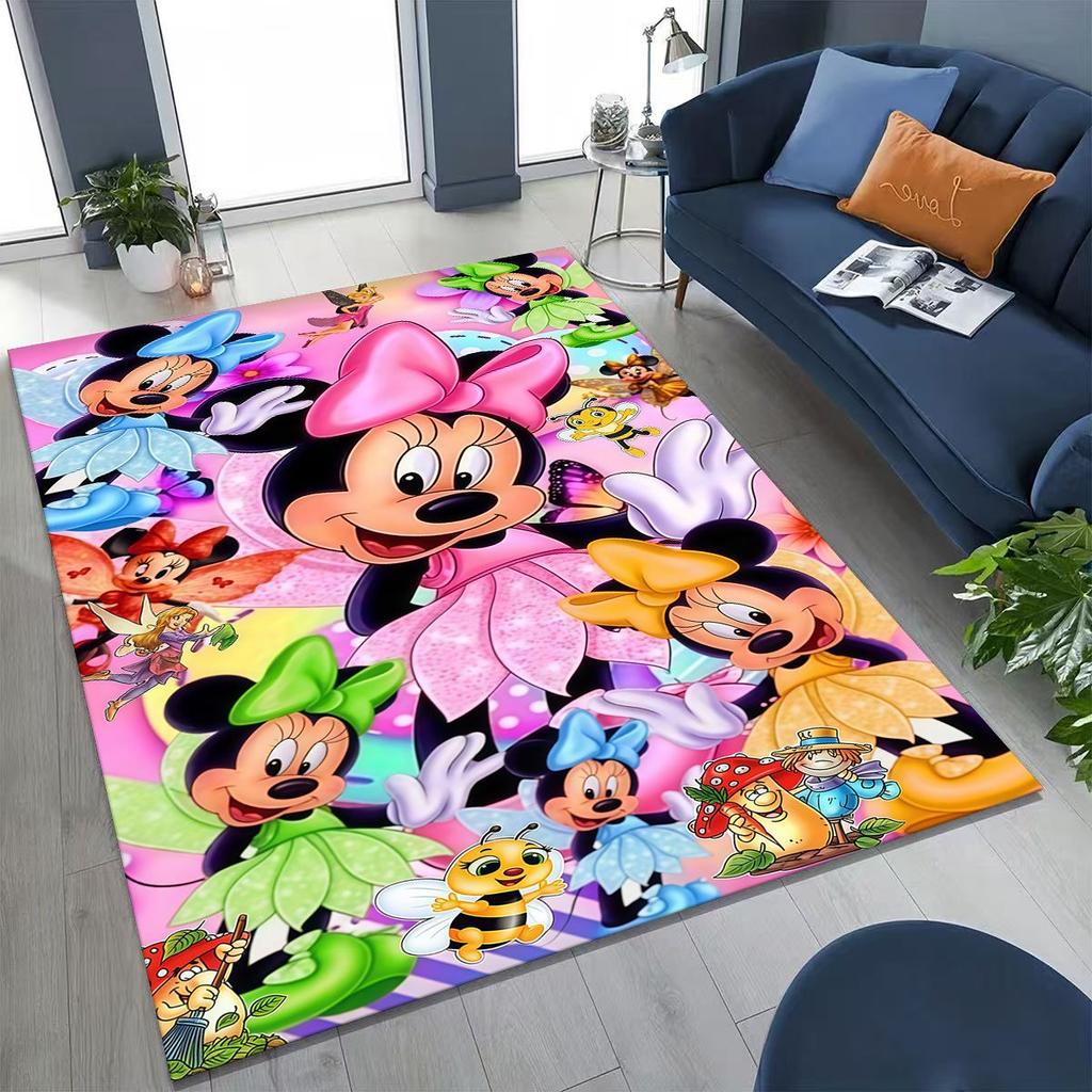 3D Tištěný Kreslený Koberec Minnie Mickey Mouse do Ložnice Obývacího Pokojí Pohovky Domu Rohožka Dekorace, Velký Dětský Protiskluzový Podlahový Koberec Dárek