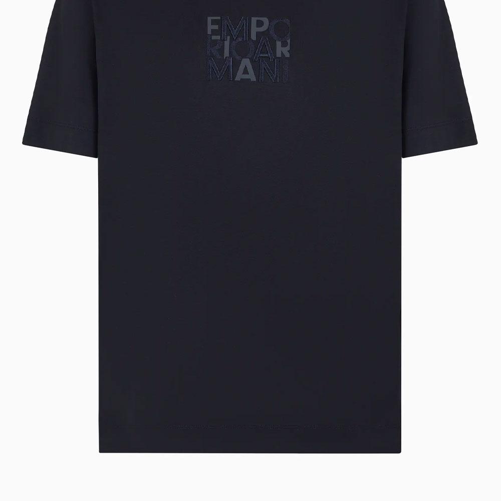 Emporio Armani Ss24 Letter Logo Embroidered Crew Neck Pullover Short Sleeve T-Shirt Men tops Navy-Blue 6D1TC0-1JOSZ-0920