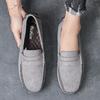 Wildleder Slipper Herren Rundkopf Herren Handgefertigte Beanie Schuhe Freizeitschuhe mit weichen Sohlen zum Autofahren Herren Casual Leder