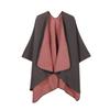 Double Sided Solid Color Open Front Poncho Cape Soft Woven Travel Blanket Wrap Shawl