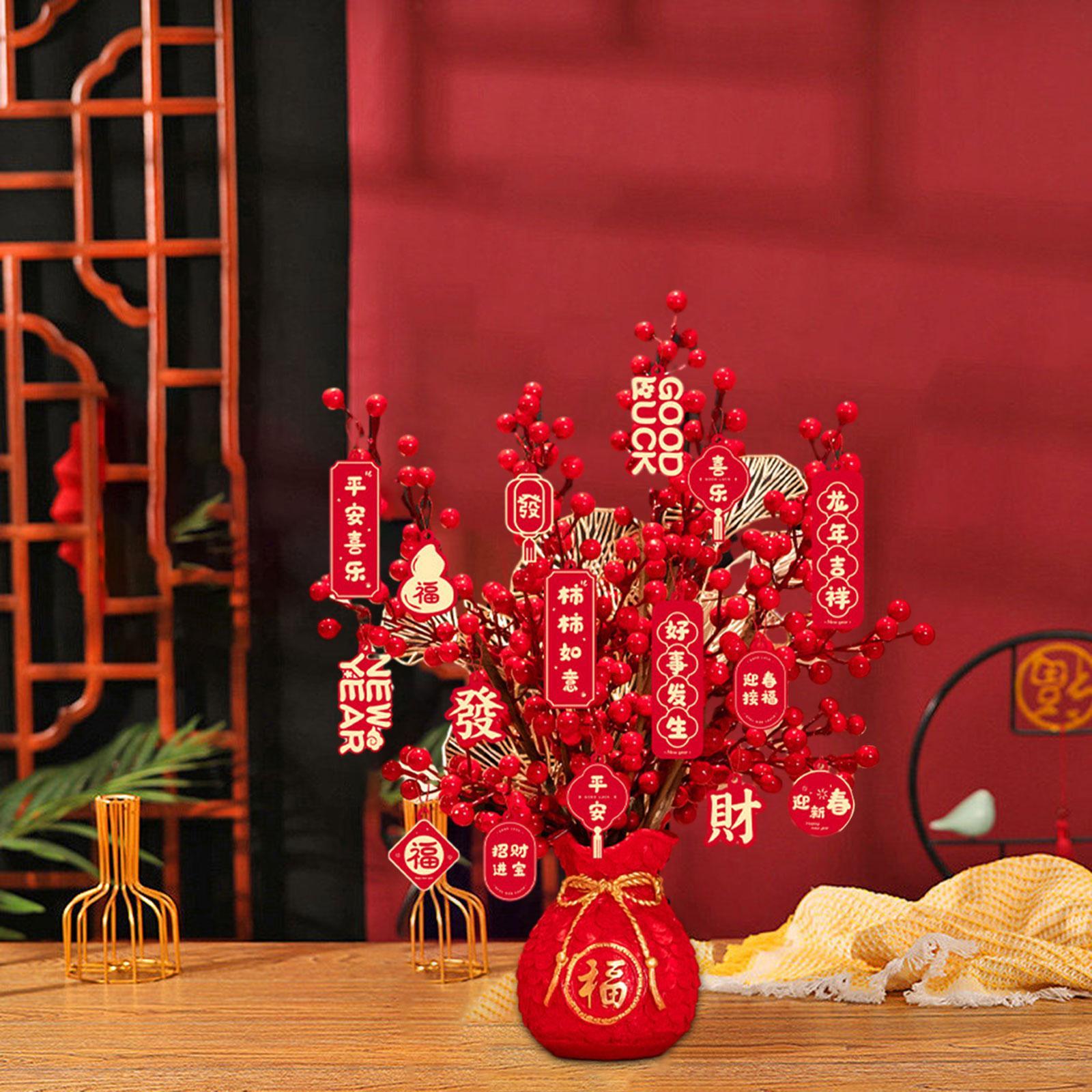 2025 Chinese New Year Artificial Plant Vase Tabletop Decoration Handmade